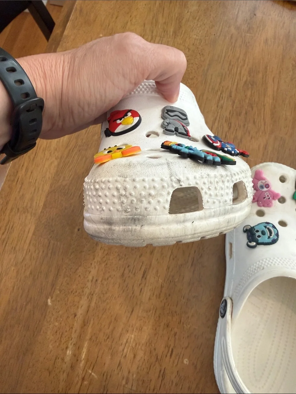 Kids White Crocs with Colorful Charms